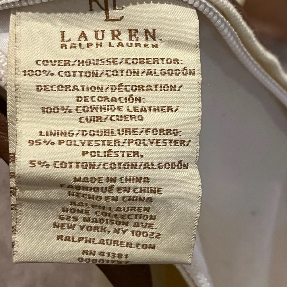 Polo Ralph Lauren 2 Equestrian cotton cowhide leather Throw Pillow Covers 18x18
